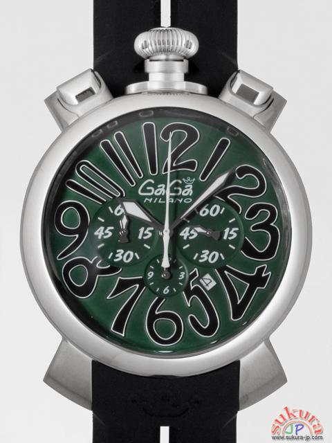 ガガミラノコピー マニュアーレ クロノ 48mm クォーツ 5050.6 ブラックラバー