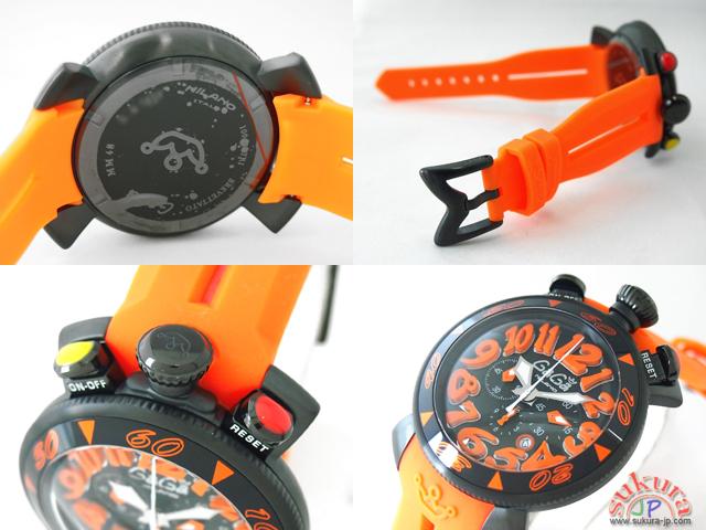 ガガミラノ GAGAMILANO クロノ 48mm クォーツ 6054.3 オレンジラバー