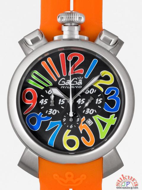 ガガミラノ GAGAMILANO マニュアーレ クロノ 48mm クォーツ 5050.2 オレンジラバー