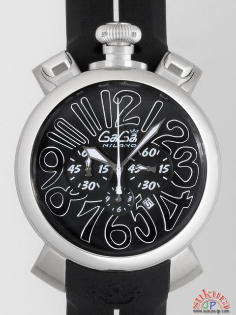 ガガミラノ GAGAMILANO マニュアーレ　クロノ　48mm　クォーツ 5050.5 ブラックラバー