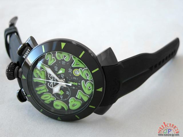 ガガミラノ GAGAMILANO クロノ　48mm　クォーツ 6054.2 ブラックラバー