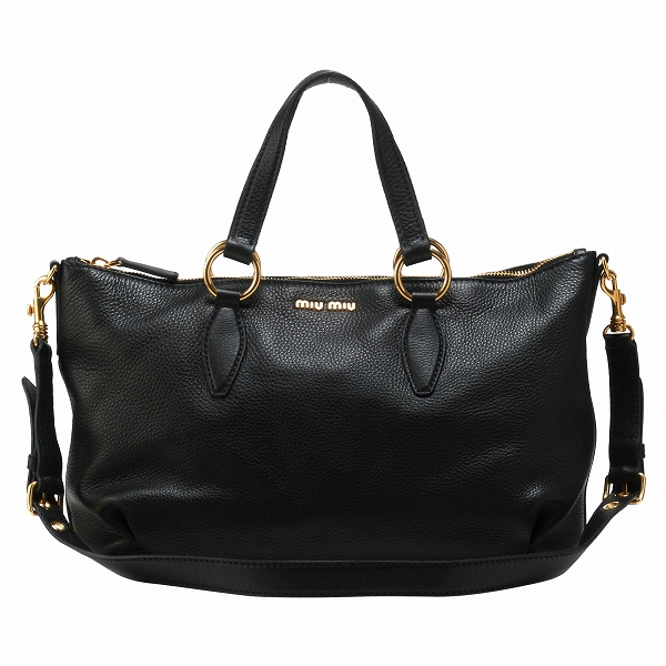 ミュウミュウ ストラップ付きショルダートートバッグ RN0621 VIT.CARIBU NERO