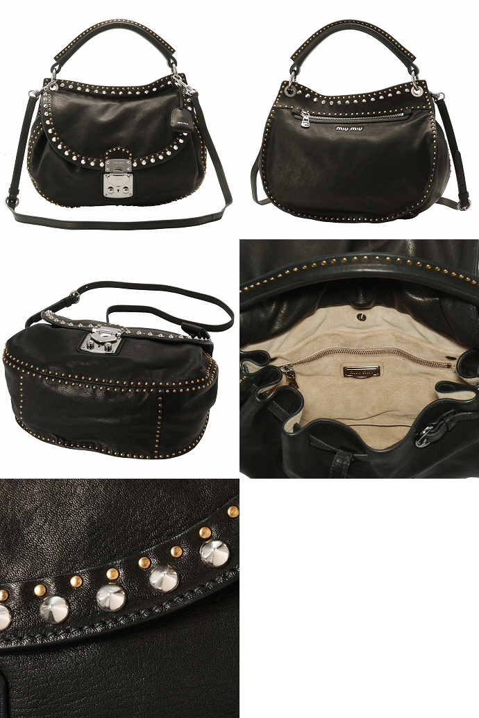ミュウミュウ ハンドバッグ RR1770 NAPPA BORCHIE NERO