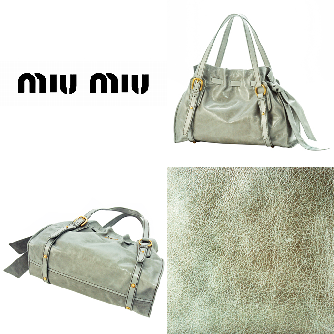 ミュウミュウ リボンデザインハンドバッグ RR1312 VIT.LUX NUBE