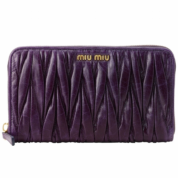 ミュウミュウ ラウンドファスナーギャザー長財布 5M0506 MATELASSE LUX(G) ERICA