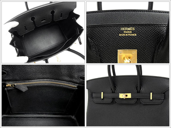 エルメス バーキン 25 cm ハンドバッグ ブラック×ゴールド金具 ヴォーエプソン Q刻印 エルメス Birkin バッグ 黒QJ31-AZ
