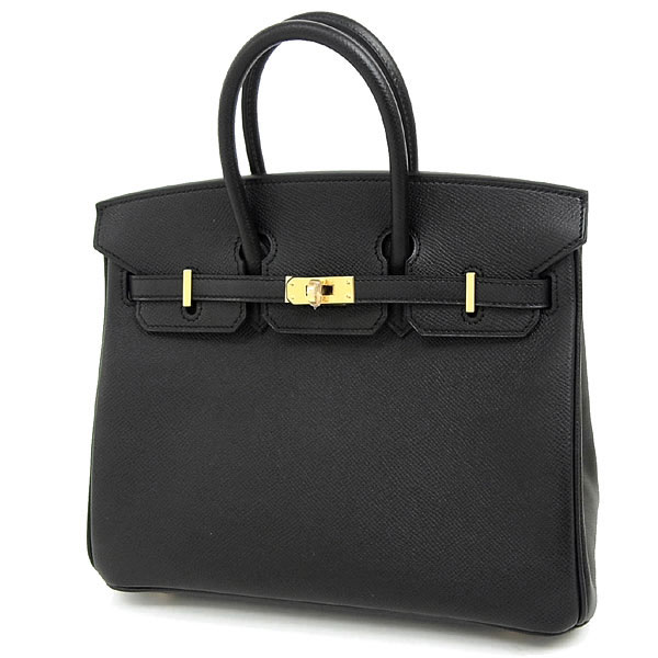 エルメス バーキン 25 cm ハンドバッグ ブラック×ゴールド金具 ヴォーエプソン Q刻印 エルメス Birkin バッグ 黒QJ31-AZ
