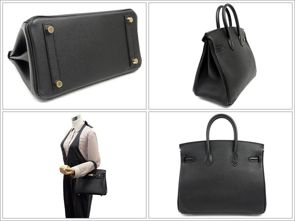 エルメス バーキン 25 cm ハンドバッグ ブラック×ゴールド金具 ヴォーエプソン Q刻印 エルメス Birkin バッグ 黒QJ31-AZ
