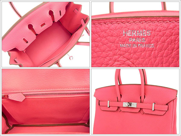 エルメス バーキン 25 cm ハンドバッグ ローズリップスティック×シルバー金具 トゴ Q刻印 エルメス Birkin バッグQL14-COT