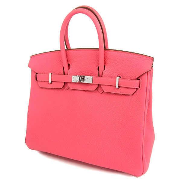 エルメス バーキン 25 cm ハンドバッグ ローズリップスティック×シルバー金具 トゴ Q刻印 エルメス Birkin バッグQL14-COT