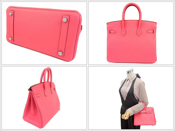 エルメス バーキン 25 cm ハンドバッグ ローズリップスティック×シルバー金具 トゴ Q刻印 エルメス Birkin バッグQL14-COT