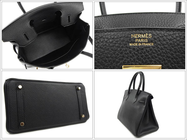 エルメス バーキン 30 cm ブラック×ゴールド金具 Q刻印 Birkin QK24-GYO