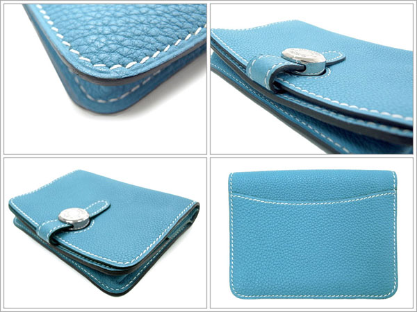 エルメス コインケース ブルージーン×シルバー金具 トゴ F刻印 エルメス カードケース QK14-S