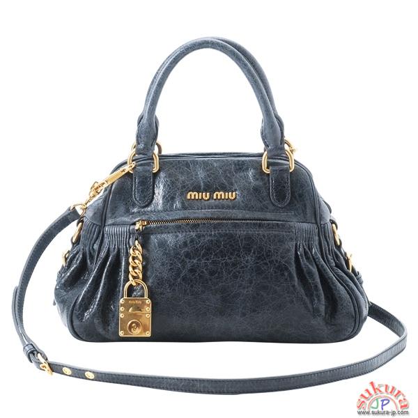  ミュウミュウ 南京錠チャーム付きハンドバッグ RT0439 NAPPA CHARM DENIM