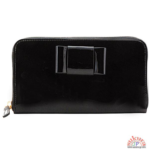 ミュウミュウコピー 長財布 5M0506 VERNICE FIOCCO NERO+RUBINO