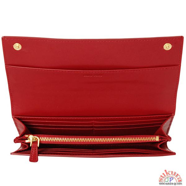 ミュウミュウ エナメルリボン付き2つ折り長財布 5M1109 VERNICE FIOCCO ROSSO