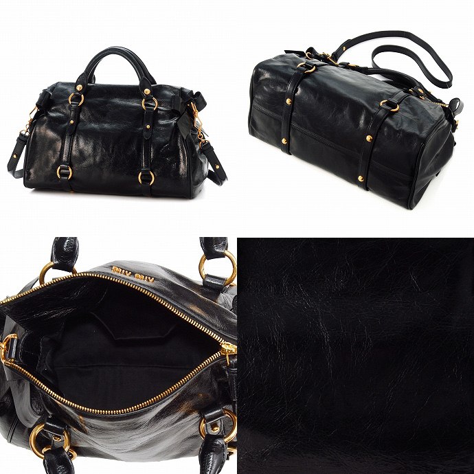 ミュウミュウ ストラップ付きハンドバッグ RT0365 VIT.LUX NERO