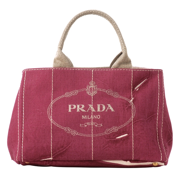 プラダ LINO PAINTEDロゴプリントキャンバストートバッグ BN1877 LINO PAINTED FUXIA
