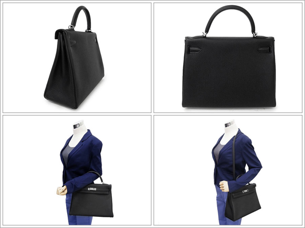 エルメス ハンドバッグ ケリー 32 cm 内縫い ブラック×シルバー金具 トゴ Q刻印 エルメス Kelly バッグ