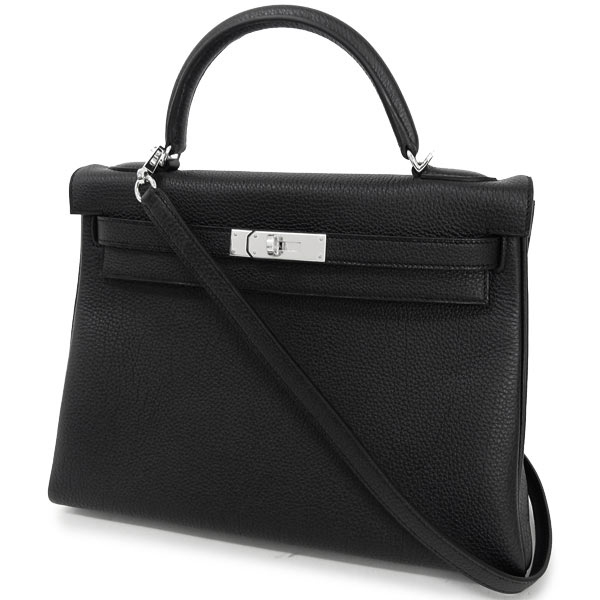 エルメス ハンドバッグ ケリー 32 cm 内縫い ブラック×シルバー金具 トゴ Q刻印 エルメス Kelly バッグ