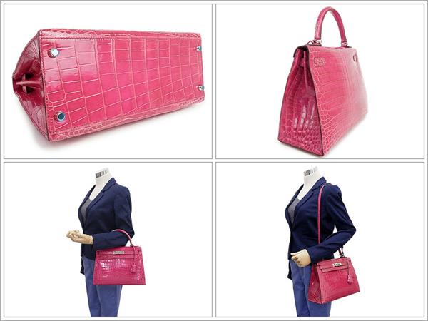 エルメス ハンドバッグ ケリー 28 cm 外縫い フューシャピンク×シルバー金具 J刻印 エルメス Kelly バッグ