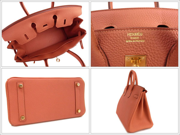 エルメス バーキン 25 cm ハンドバッグ ロージー×ゴールド金具 トゴ Q刻印 エルメス Birkin バッグ