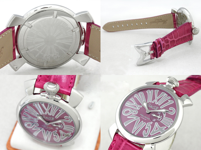 ガガミラノ スリム 46mm クォーツ 5084.6 SS/チェリー革