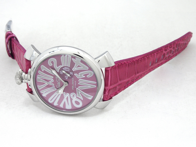 ガガミラノ スリム 46mm クォーツ 5084.6 SS/チェリー革