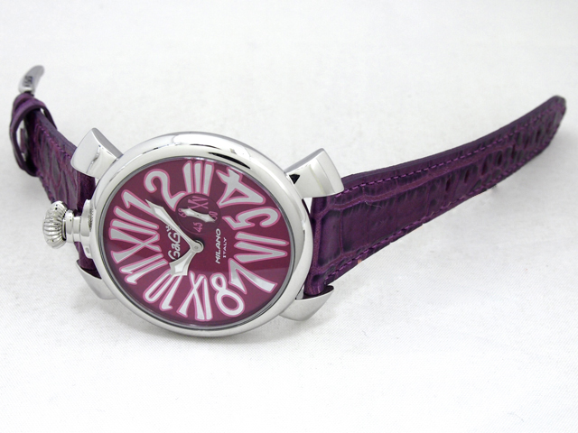 ガガミラノ スリム 46mm クォーツ 5084.5 SS/ダークパープル革