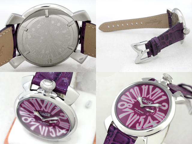 ガガミラノ スリム 46mm クォーツ 5084.5 SS/ダークパープル革