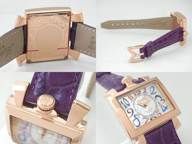 ガガミラノ ナポレオーネ 40mm クォーツ 6031.4 ダークパープル革