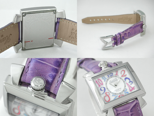 ガガミラノ ナポレオーネ 40mm クォーツ 6030.7 パープル革