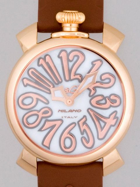 ガガミラノ マニュアーレ 40mm クォーツ 5021.2 ブラウンラバー