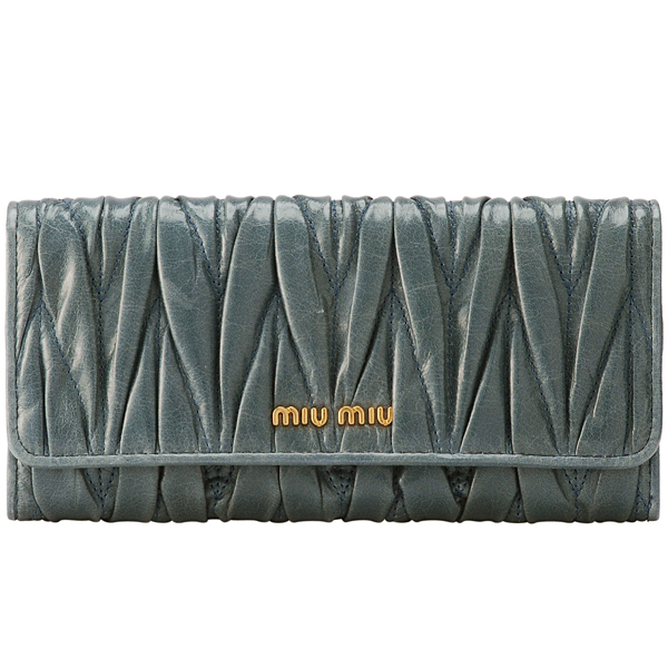 ミュウミュウ MATELASSEギャザー2つ折り長財布 5M1109 MATELASSE LUX AVIO