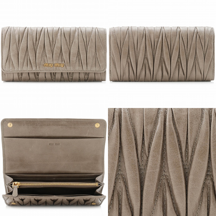 ミュウミュウ MATELASSE LUX2つ折りギャザー長財布 5M1109 MATELASSE LUX PIETRA