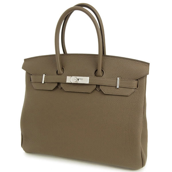 エルメス バーキン 35 cm ハンドバッグ トープ×シルバー金具 トゴ Q刻印 2013年秋冬新色 エルメス Birkin バッグ