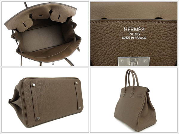 エルメス バーキン 35 cm ハンドバッグ トープ×シルバー金具 トゴ Q刻印 2013年秋冬新色 エルメス Birkin バッグ