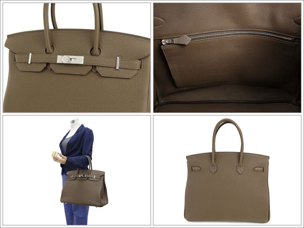 エルメス バーキン 35 cm ハンドバッグ トープ×シルバー金具 トゴ Q刻印 2013年秋冬新色 エルメス Birkin バッグ