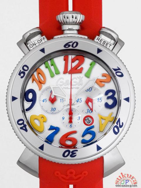 ガガミラノコピー クロノ　48mm　クォーツ 6050.1 レッドラバー