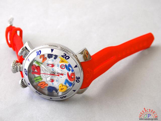 ガガミラノコピー クロノ　48mm　クォーツ 6050.1 レッドラバー