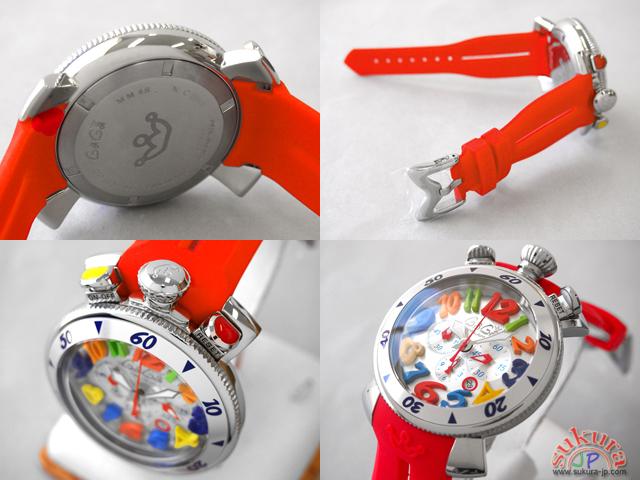 ガガミラノコピー クロノ　48mm　クォーツ 6050.1 レッドラバー