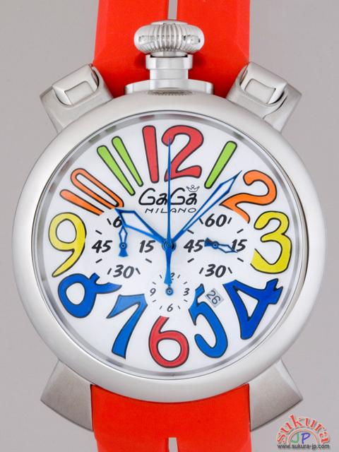 ガガミラノコピー マニュアーレ クロノ 48mm クォーツ 5050.1 レッドラバー