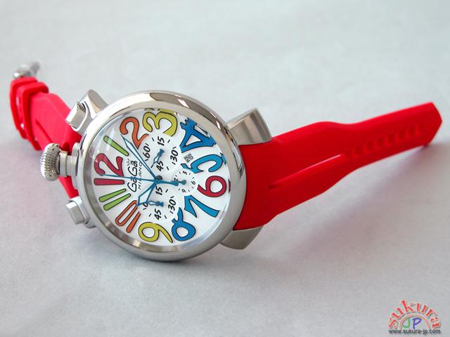 ガガミラノコピー マニュアーレ クロノ 48mm クォーツ 5050.1 レッドラバー