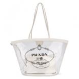 2018新作 PRADA PVC BAG プラダスーパーコピー PVC スケルトン ロゴ入り トートバッグ 1BG166 MOO2BY5F0009