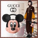 ミッキーマウス 偽物 2025新作★グッチ コピー ミッキーマウス ロゴトップハンドルバッグ