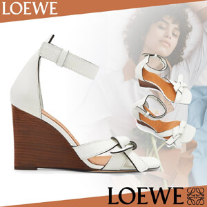 2025新作 ロエベ シューズ 偽物 ロエベ Gate Wedge Sandal 80 厚底 ウェッジサンダル 453.10.637 45310637