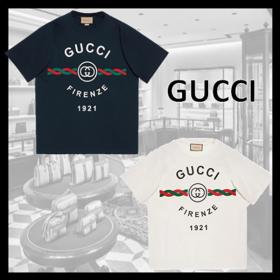 《グッチ》"グッチフィレンツェ1921" 偽物コットンジャージー Tシャツ 616036XJD7T 4795