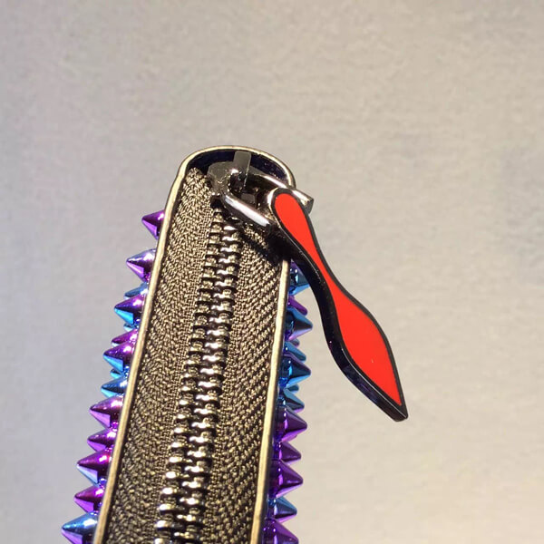 Christian Louboutin クリスチャン ルブタンコピー 15AW スタッズ長財布 ラウンドジップ SCARABE グラデーション ROSE-DIGIT/GD RED-BLUE