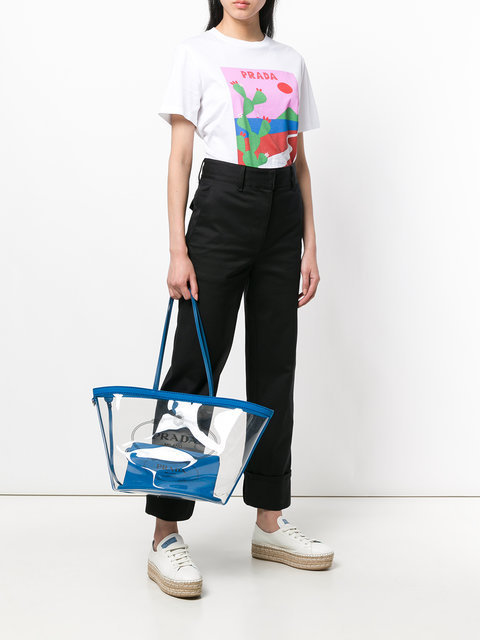 2018SS PRADA プラダスーパーコピー 夏らしい ロゴ ビニール トートバッグ ブルー 1BG166