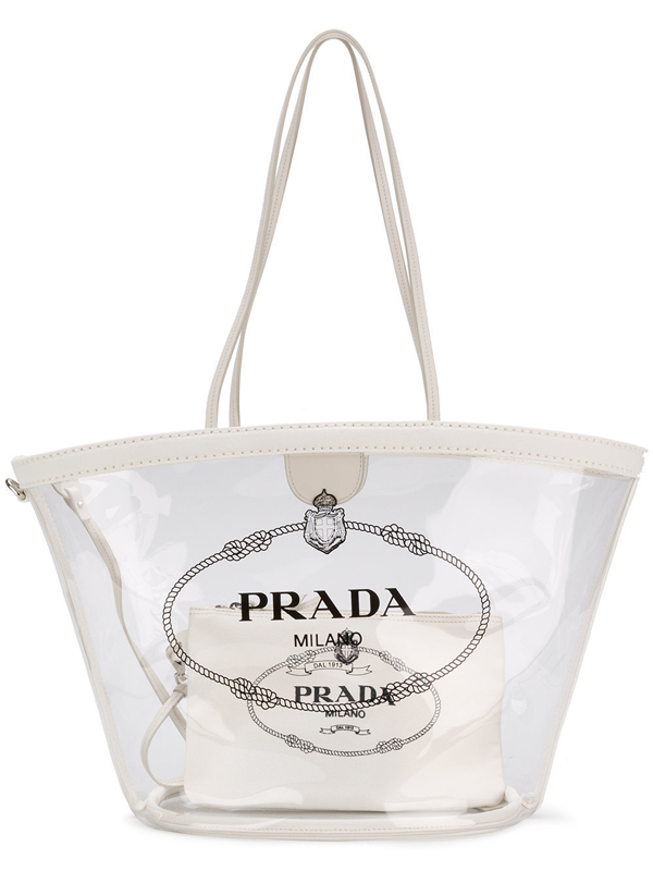 2018新作 PRADA PVC BAG プラダコピー PVC スケルトン ロゴ入り トートバッグ 1BG166 MOO2BY5F0009